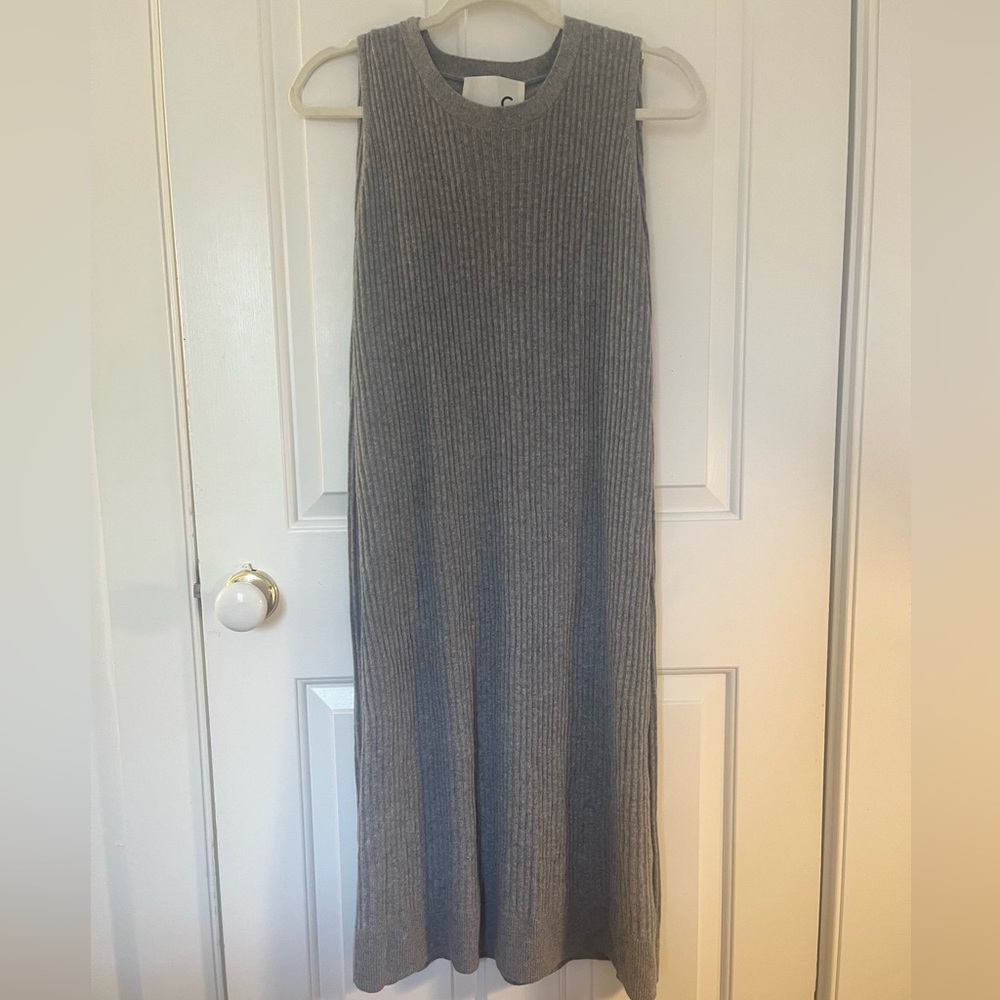 Japanese Gray Ribbed Knit Maxi Skirt